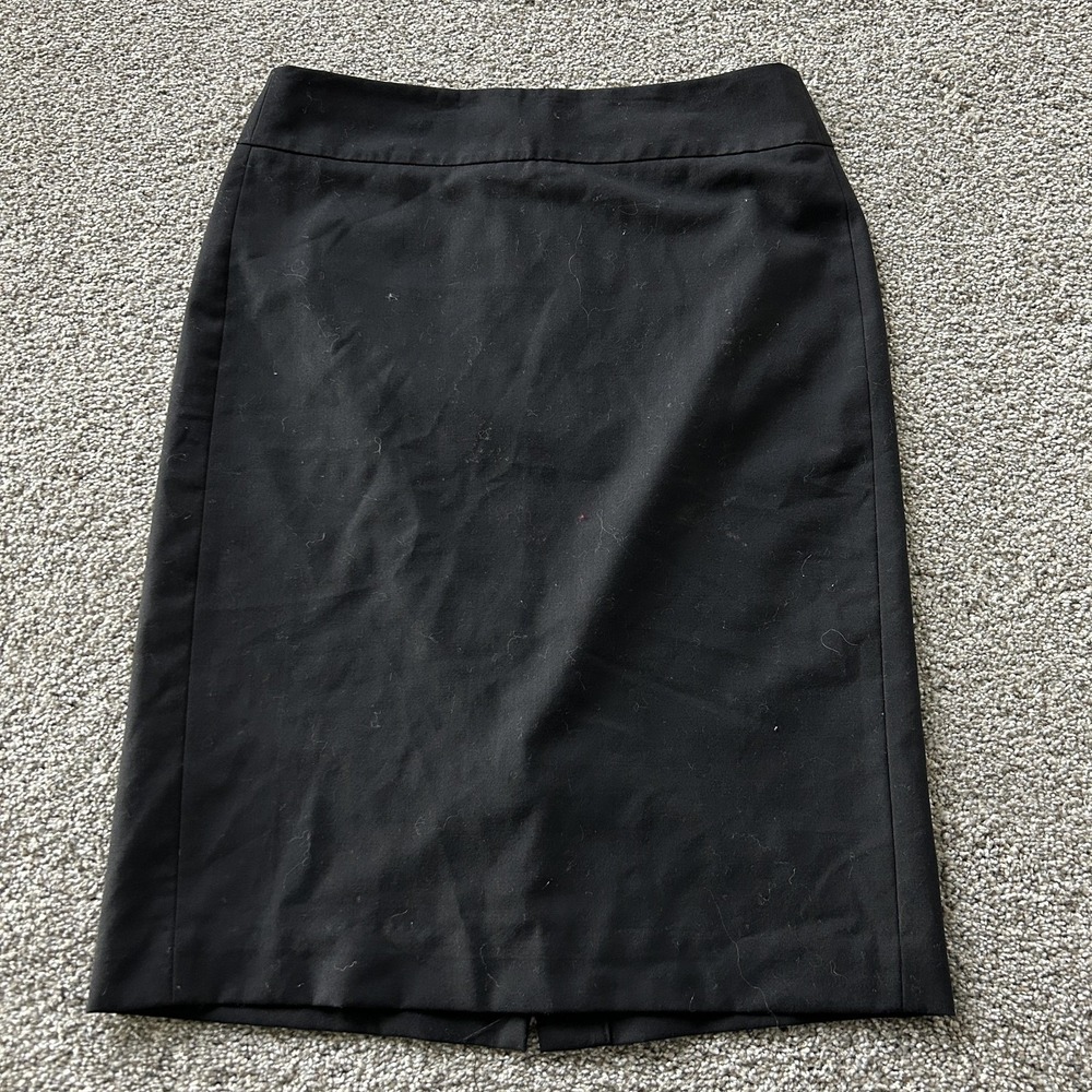 Banana Republic Skirt Womens 6 Tall Black Solid Pencil Knee Length Lined Stretch